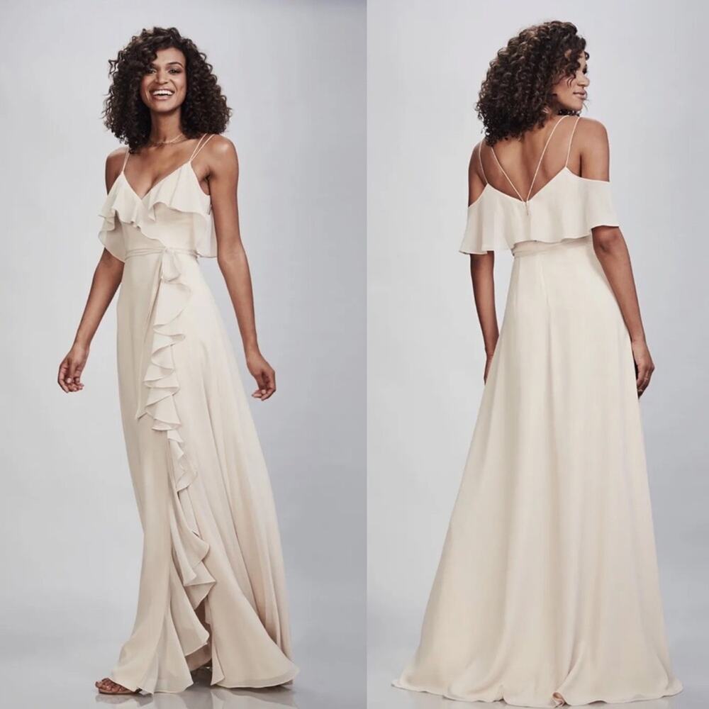 Theia Green Bridesmaid Eduarda Ruffle Maxi Dress